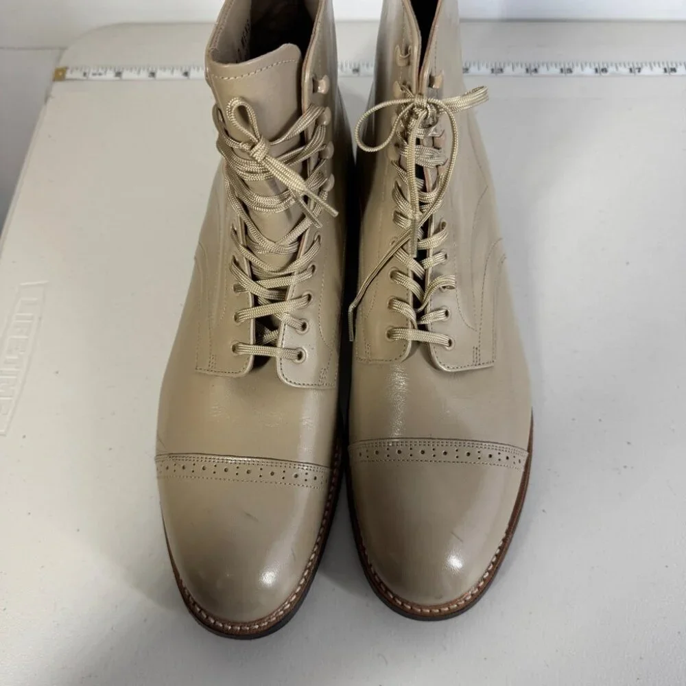 Stacy Adams Leather Upper Cap Toe Lace Up Boots Size 10 D Dress Shoes Formal